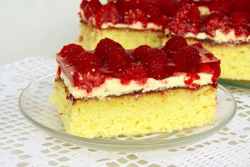 fruit cake with raspberries