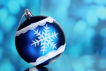 beautiful Christmas ball on blue background