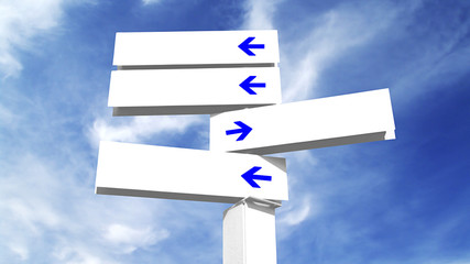Concept image of a signpost against a blue sky.
