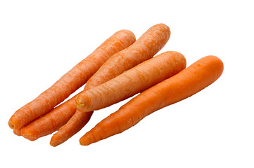 Carrots arranged and isolated on white