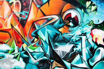 Fototapeta premium Abstrakcjonistyczny szczegół graffiti na textured ścianie