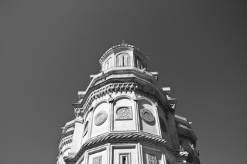 Monochrome photo of an ancient orthodox monastery