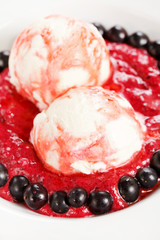 Ice cream with fresh berries