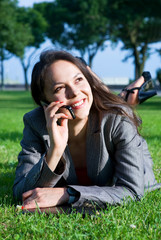 Smiling business woman outdoor