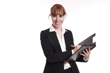 Frau - Businessfrau - Sekretärin mit Klemmbrett