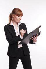 Frau - Businessfrau - Sekretärin mit Klemmbrett