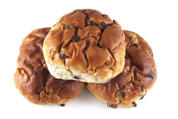 Three raisin buns