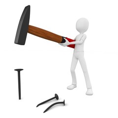 3d man with hammer and nails