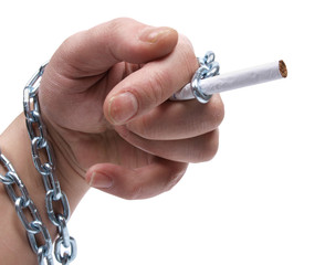 Metal chain and cigarette
