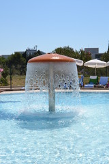 Mushroom-shaped fountain in the pool