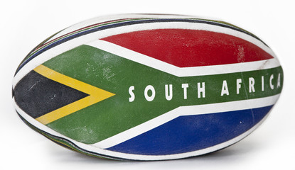Rugby ball with South Africa flag
