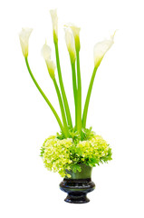 Wedding flower arrangement centerpiece in urn