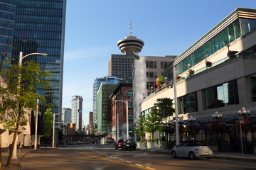 Vancouver Morning Street View - obrazy, fototapety, plakaty