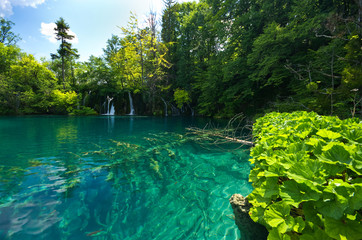 Beautiful lake in forest, Plitvice, Croatia - 34786531