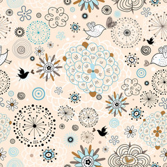floral pattern with birds