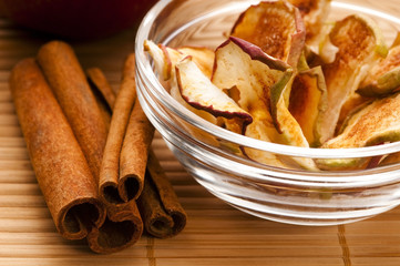 Dried apples with cinnamon