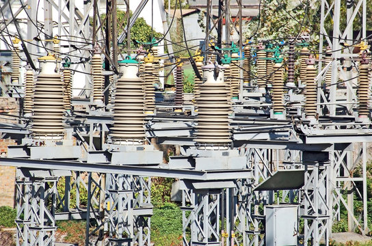 Part of high-voltage substation with switches and disconnectors