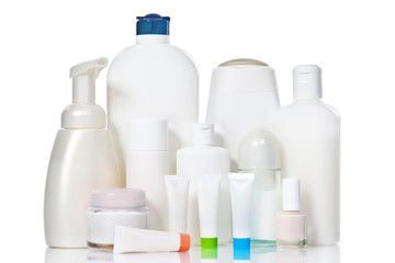 care supplies with copyspace and clipping path on white