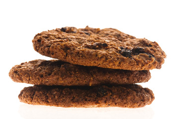 Chocolate homemade cookies isolated on white background