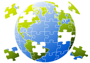Obraz premium jigsaw puzzle world, vector