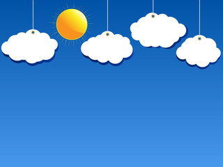 Clouds and the sun in the blue sky. Vector.