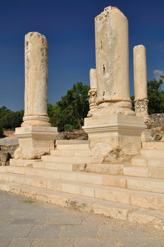 Columns in  ancient city of Beit-Shean. Israel.