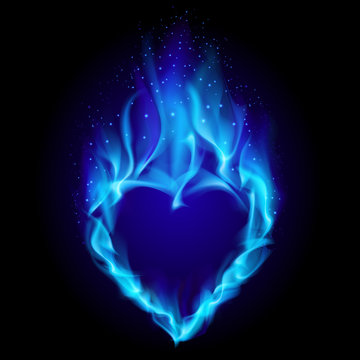 Heart in blue fire