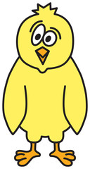 Cute cartoon chicken, vector illustration.