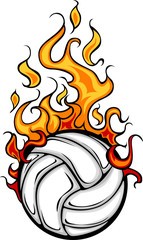 Volleyball Flaming Ball Cartoon © chromaco