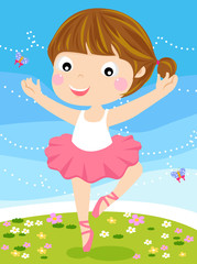 Cute small ballerina. Vector illustration