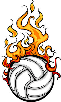 Volleyball Flaming Ball Cartoon