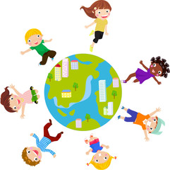 Fototapeta premium Children and globe