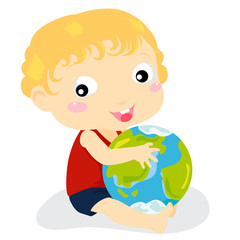 Baby boy and globe