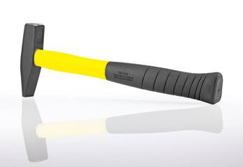 Metal hammer with a black handle