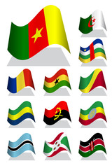 Vector illustration of Africa bending flag