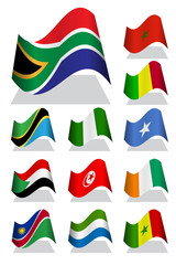 Vector illustration of Africa bending flag