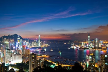 Crédence de cuisine en verre imprimé Hong Kong coucher de soleil à Hong Kong