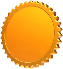 Blank golden medal award. Winner badge label