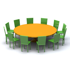 Team work / business meeting  concept - conference table 3d