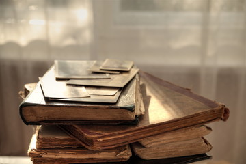 Close-up of old books