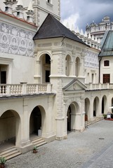 Fototapeta na wymiar fragment of courtyard of Krasiczyn castle