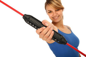 Frau mit Swingstick