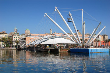 Marina in Genoa with industrial ornament.