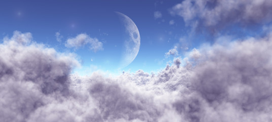Naklejka na ściany i meble moon among the purple clouds