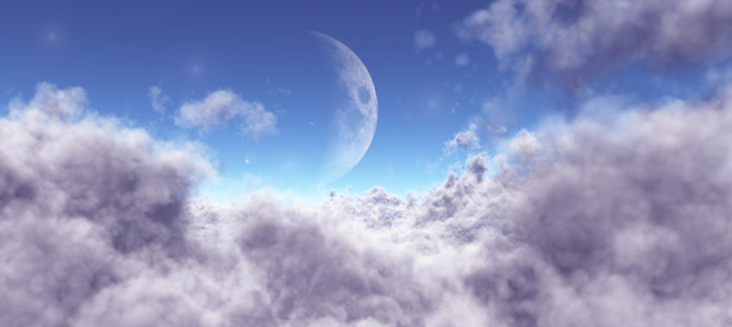 Moon Among The Purple Clouds