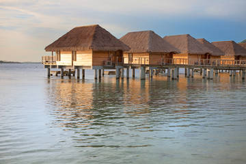 Beach huts in water