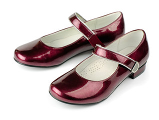 Red girls patent leather shoes
