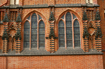 okna gotyckiej katedry, Szczecin, Polska - obrazy, fototapety, plakaty