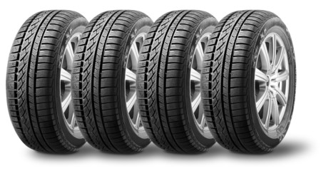 Set of winter tires with alurim on white background