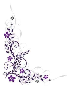 Ranke, flora, Blumen, Blüten, filigran, violett, grau